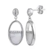 BOUCLES EN ARGENT RHODIÉ SERTIES DE NACRE DE PERLE ET CUBIQUES ZIRCONIAS