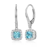 BOUCLES EN ARGENT RHODIÉ SERTIES DE CUBIQUES ZIRCONIAS BLEUS ET BLANCS
