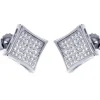 BOUCLES EN ARGENT RHODIE CARRÉ À MICRO PAVÉ DE CUBIQUES ZIRCONIAS