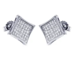 BOUCLES EN ARGENT RHODIE CARRÉ À MICRO PAVÉ DE CUBIQUES ZIRCONIAS