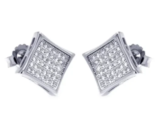 BOUCLES EN ARGENT RHODIE CARRÉ À MICRO PAVÉ DE CUBIQUES ZIRCONIAS