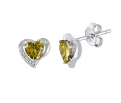 BOUCLES EN FORME DE COEUR SERTIES DE CUBIQUES ZIRCONIAS AUX COULEURS DE PIERRES DE NAISSANCES