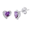 BOUCLES EN FORME DE COEUR SERTIES DE CUBIQUES ZIRCONIAS AUX COULEURS DE PIERRES DE NAISSANCES
