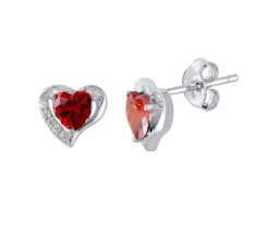 BOUCLES EN FORME DE COEUR SERTIES DE CUBIQUES ZIRCONIAS AUX COULEURS DE PIERRES DE NAISSANCES