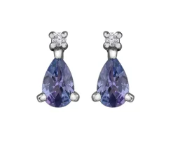 BOUCLES EN OR BLANC SERTIES DE TANZANITES ET DE DIAMANTS