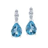 BOUCLES EN OR BLANC SERTIES DE TOPAZES BLEUS OU DpiAIGUEMARINES ET DE DIAMANTS CANADIENS