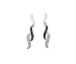 BOUCLES EN OR BLANC SERTIES DE DIAMANTS BLANCS ET NOIRS