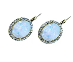 BOUCLES EN OR JAUNE SERTIES DpiOPALES RECONSTITUÉES ET DE CUBIQUES ZIRCONIAS