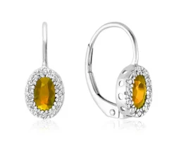 BOUCLES EN OR 10K BLANC SERTIES DE DIAMANTS ET DE PIERRES DE NAISSANCES VARIÉES