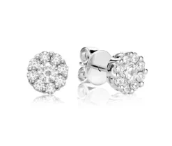 BOUCLES EN OR 14K BLANC SERTIES DE DIAMANTS