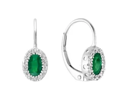 BOUCLES EN OR 10K BLANC SERTIES DE DIAMANTS ET DE PIERRES DE NAISSANCES VARIÉES