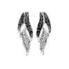 BOUCLES EN OR 10K BLANC SERTIES DE DIAMANTS BLANCS ET NOIRS