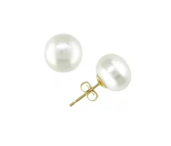 BOUCLES EN OR 10K SERTIES DE PERLE EAU DOUCE