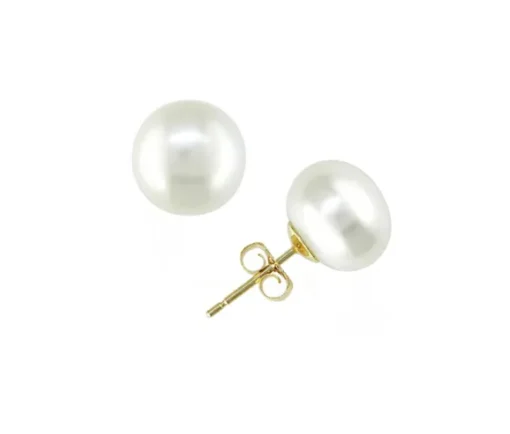 BOUCLES EN OR 10K SERTIES DE PERLE EAU DOUCE