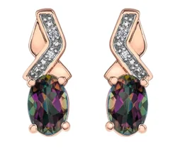 BOUCLES EN OR ROSE SERTIES DE TOPAZES MYSTIQUES ET DE DIAMANTS