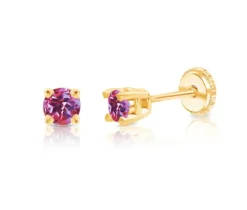 BOUCLES EN OR SERTIES DE PIERRES DE NAISSANCES SYNTHÉTIQUES VARIÉES