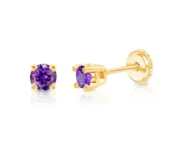 BOUCLES EN OR SERTIES DE PIERRES DE NAISSANCES SYNTHÉTIQUES VARIÉES