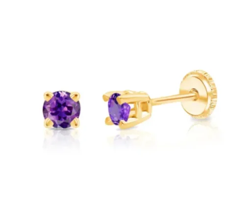BOUCLES EN OR SERTIES DE PIERRES DE NAISSANCES SYNTHÉTIQUES VARIÉES