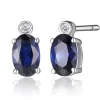 BOUCLES FIXES EN ARGENT RHODIÉ SERTIES DE SAPHIRS ET DIAMANTS DE LABORATOIRES