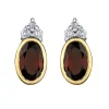 BOUCLES FIXES EN OR JAUNE SERTIES DE GRENATS ET DE DIAMANTS