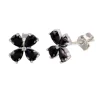 BOUCLES FIXES FLEUR SERTIES DE CUBIQUES ZIRCONIAS NOIRS