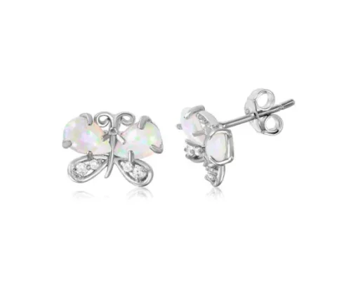 BOUCLES FIXES PAPILLON SERTIES DpiOPALES SYNTHÉTIQUES ET DE CUBIQUES ZIRCONIAS