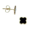 BOUCLES FIXES TRÈFLES EN OR JAUNE SERTIES DE PIERRES DE COULEURS VARIÉES