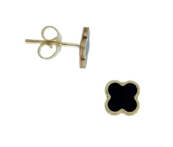 BOUCLES FIXES TRÈFLES EN OR JAUNE SERTIES DE PIERRES DE COULEURS VARIÉES