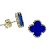 BOUCLES FIXES TRÈFLES EN OR JAUNE SERTIES DE PIERRES DE COULEURS VARIÉES