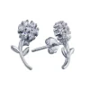 boucles fleur en argent rhodié serties de cubiques zirconias