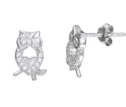 BOUCLES HIBOUX AJOURÉ SERTIES DE CUBIQUES ZIRCONIAS