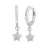 BOUCLES HUGGIES AVEC ÉTOILES EN ARGENT RHODIÉ SERTIES DE CUBIQUES ZIRCONIAS