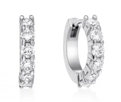 BOUCLES HUGGIES EN ACIER SERTIES DE CUBIQUES ZIRCONIAS
