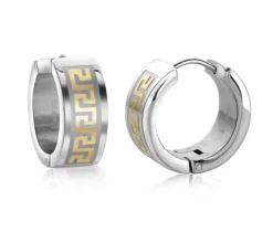 BOUCLES HUGGIES EN ACIER/PVD OR 2 TONS À MOTIF VERSACE