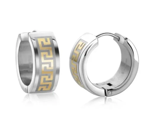 BOUCLES HUGGIES EN ACIER/PVD OR 2 TONS À MOTIF VERSACE