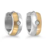 BOUCLES HUGGIES EN ACIER/PVD OR 2 TONS SERTIES DE CUBIQUES ZIRCONIAS