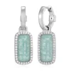 BOUCLES HUGGIES EN ARGENT RHODIÉ SERTIS DpiAMAZONITE ET DE CUBIQUES ZIRCONIAS