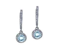 BOUCLES HUGGIES EN ARGENT SERTIES DpiUN PENDENTIF DE CUBIQUES ZIRCONIAS DE COULEURS VARIÉES