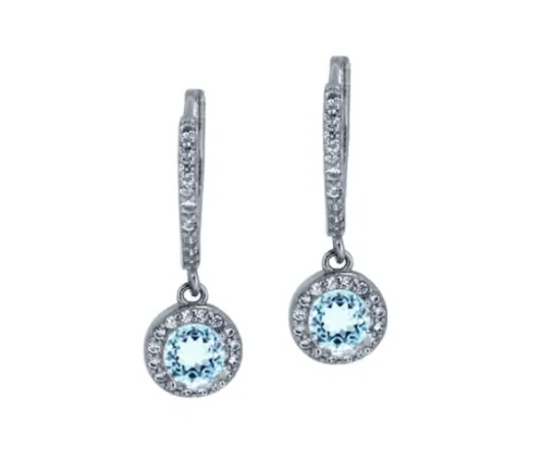 BOUCLES HUGGIES EN ARGENT SERTIES DpiUN PENDENTIF DE CUBIQUES ZIRCONIAS DE COULEURS VARIÉES