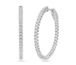 BOUCLES HUGGIES EN ARGENT RHODIÉ SERTIES DE CUBIQUES ZIRCONIAS