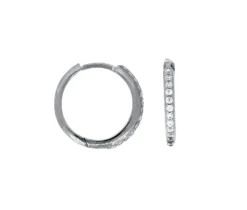 BOUCLES HUGGIES EN OR JAUNE OU BLANC FINIES ROND SERTIES DE CUBIQUES ZIRCONIAS