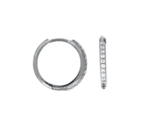 BOUCLES HUGGIES EN OR JAUNE OU BLANC FINIES ROND SERTIES DE CUBIQUES ZIRCONIAS