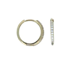 BOUCLES HUGGIES EN OR JAUNE OU BLANC FINIES ROND SERTIES DE CUBIQUES ZIRCONIAS