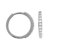 BOUCLES HUGGIES EN OR JAUNE OU BLANC FINIES CARRÉ SERTIES DE CUBIQUES ZIRCONIAS