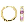 BOUCLES HUGGIES EN OR 10K SERTIES DE CUBIQUES ZIRCONIAS ROSES ET BLANCS
