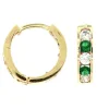 BOUCLES HUGGIES EN OR 10K SERTIES DE CUBIQUES ZIRCONIAS VERTS ET BLANCS