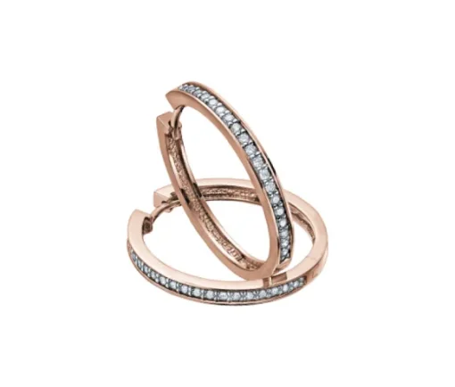 BOUCLES HUGGIES EN OR SERTIES DE DIAMANTS