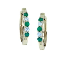BOUCLES HUGGIES EN OR SERTIES DE DIAMANTS DE LABORATOIRE ET DE PIERRES DE COULEURS DE LABORATOIRE