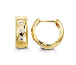 BOUCLES HUGGIES EN OR SERTIES DE CUBIQUES ZIRCONIAS