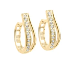 BOUCLES HUGGIES EN OR SERTIES DE CUBIQUES ZIRCONIAS